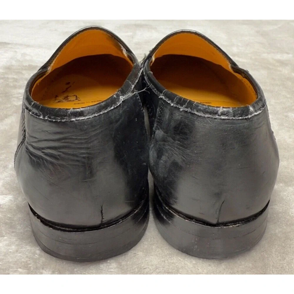 Sandro Moscoloni Lance Black Leather Slip On Loafers Mens US 7.5 Made In Spain